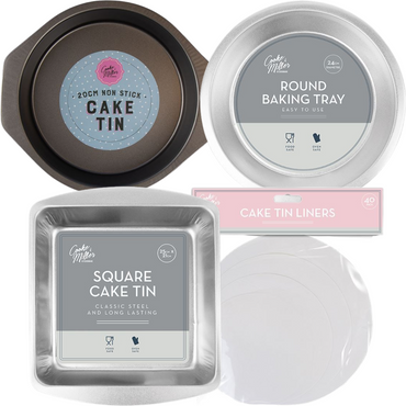 Square Round Cake Tins Baking Set of 2 Non Stick Bake Trays Wedding Tier - ZYBUX